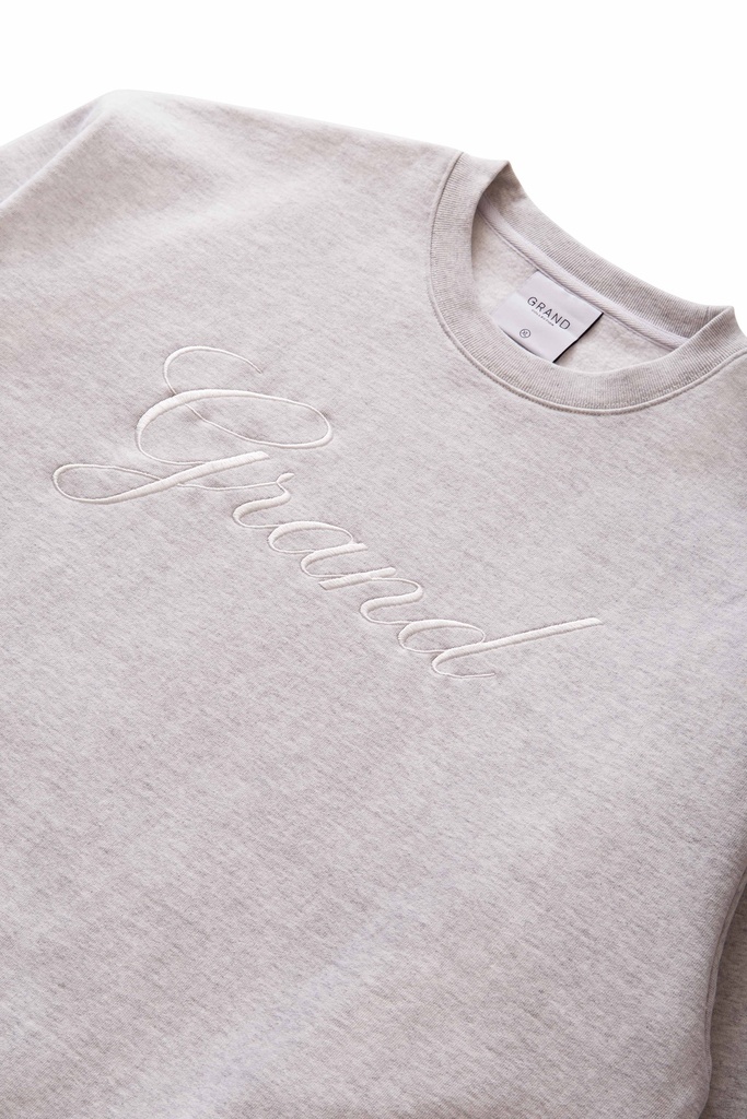 Grand Collection Embroidered Crewneck - Ash