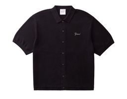 Grand Collection Knit Button Up Shirt - Black
